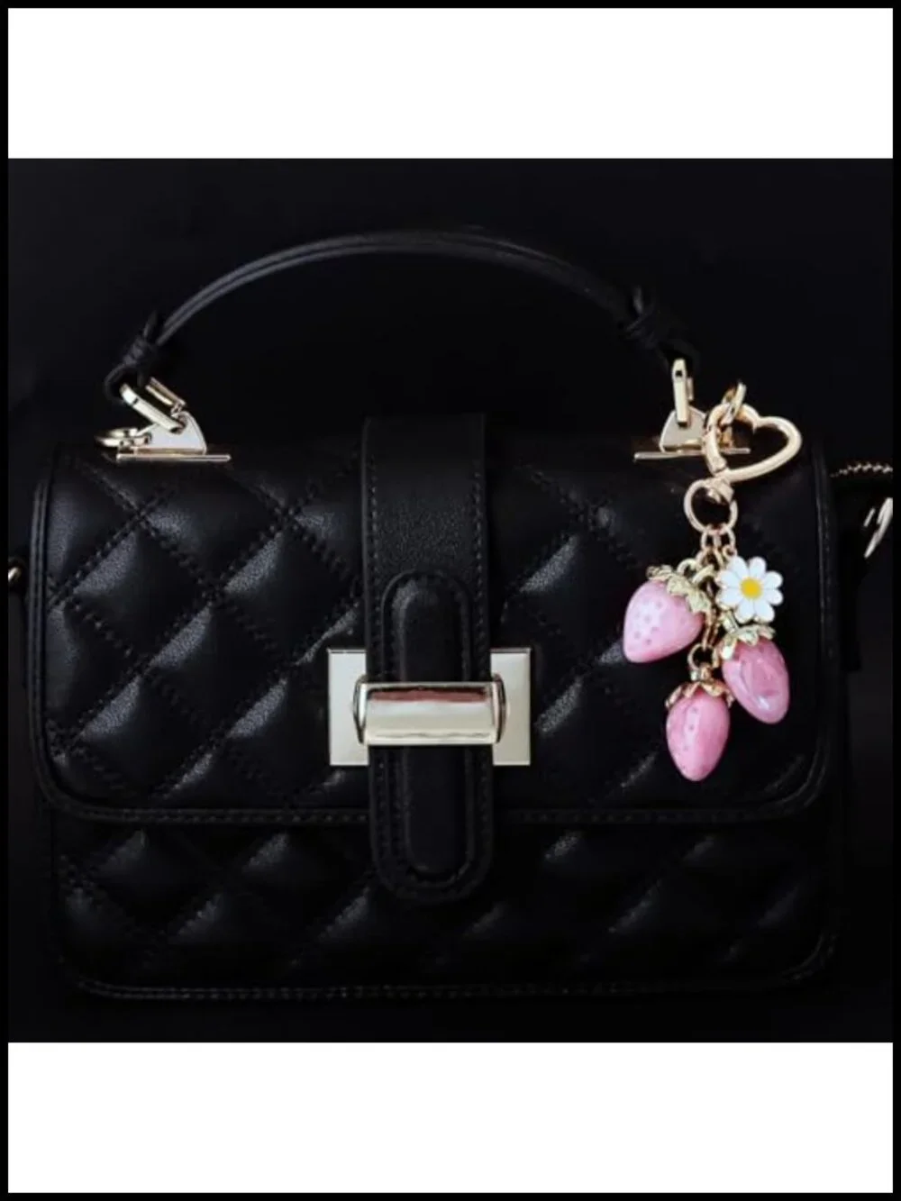 Cute Strawberry Keychain Bag Purse Charm Kawaii Flower Daisy Accessory Gifts